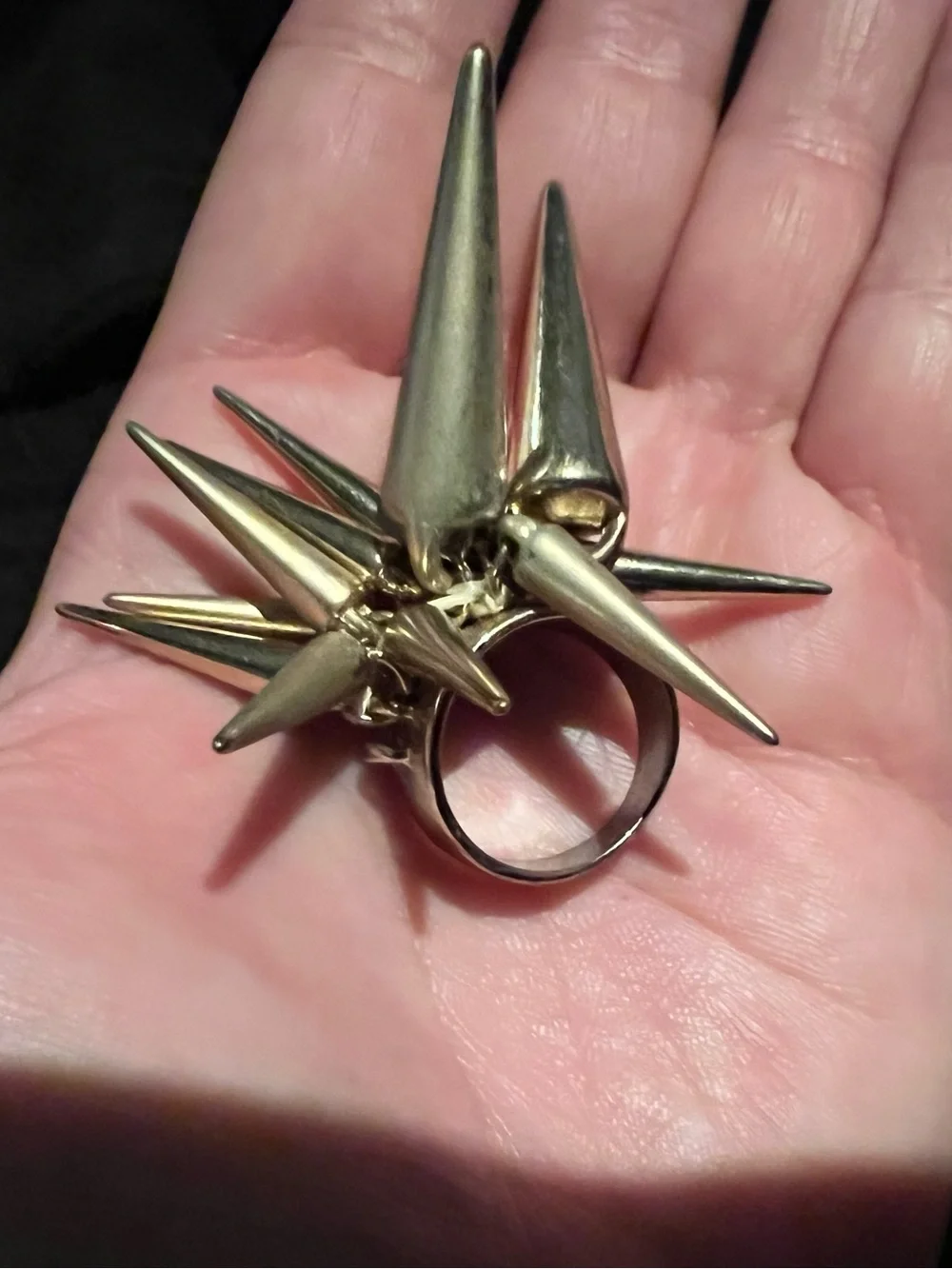Bold Gold-Tone Spike Statement Ring